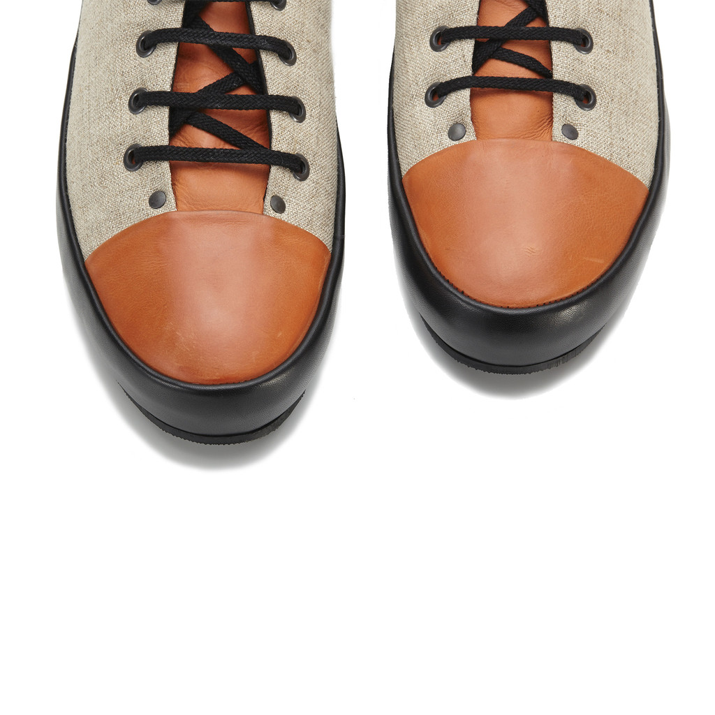 ANTHONY MATHEWS leather and canvas trainers with no visible stitching