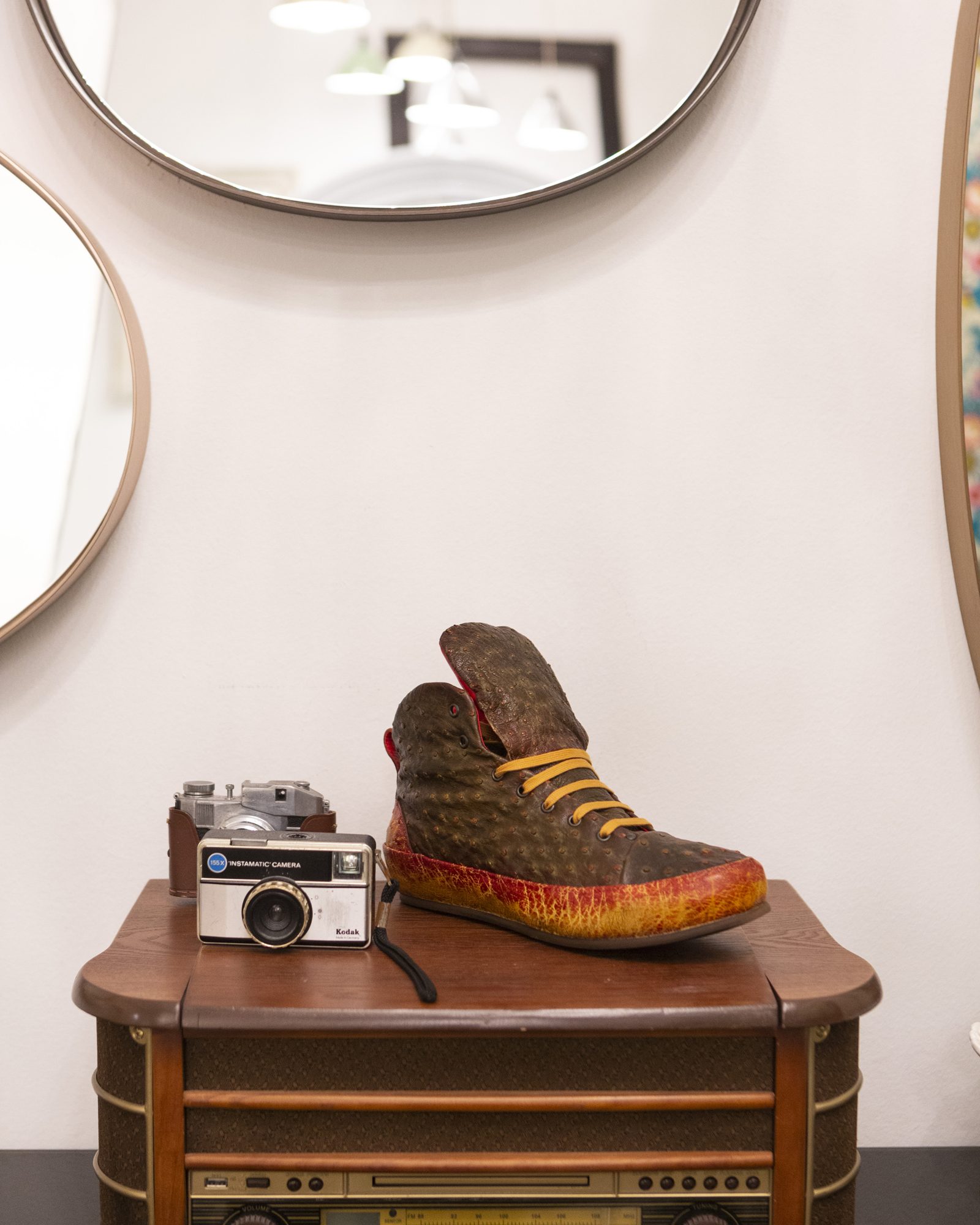 BRICKLANE hand painted leather trainers in exotic skin