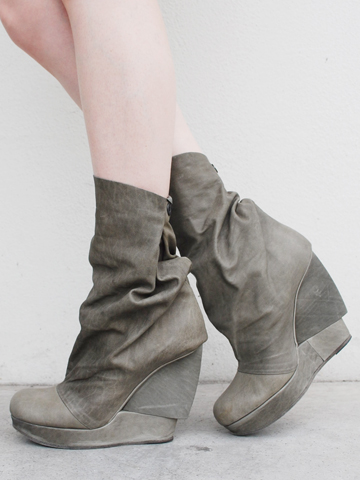 LD TUTTLE draped leather bootie with custom made structure