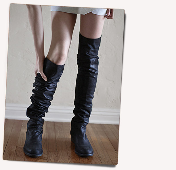 LD TUTTLE stretch gathered leather over the knee boot