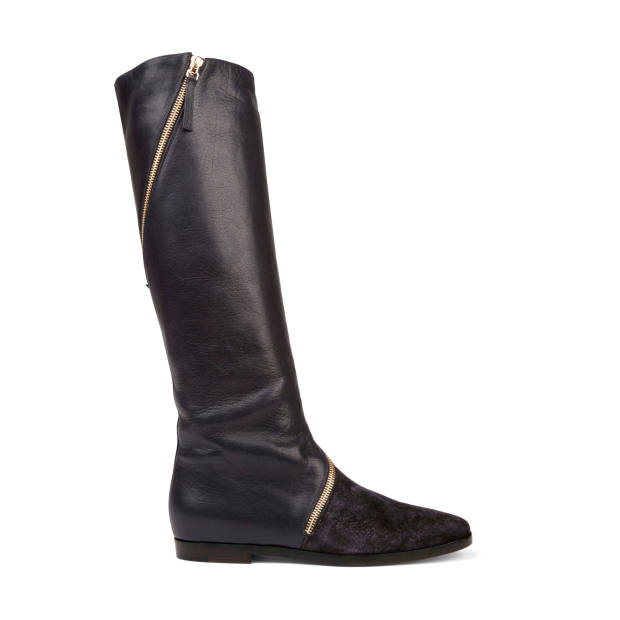 ZOE LEE knee high boot with custom made curved zip