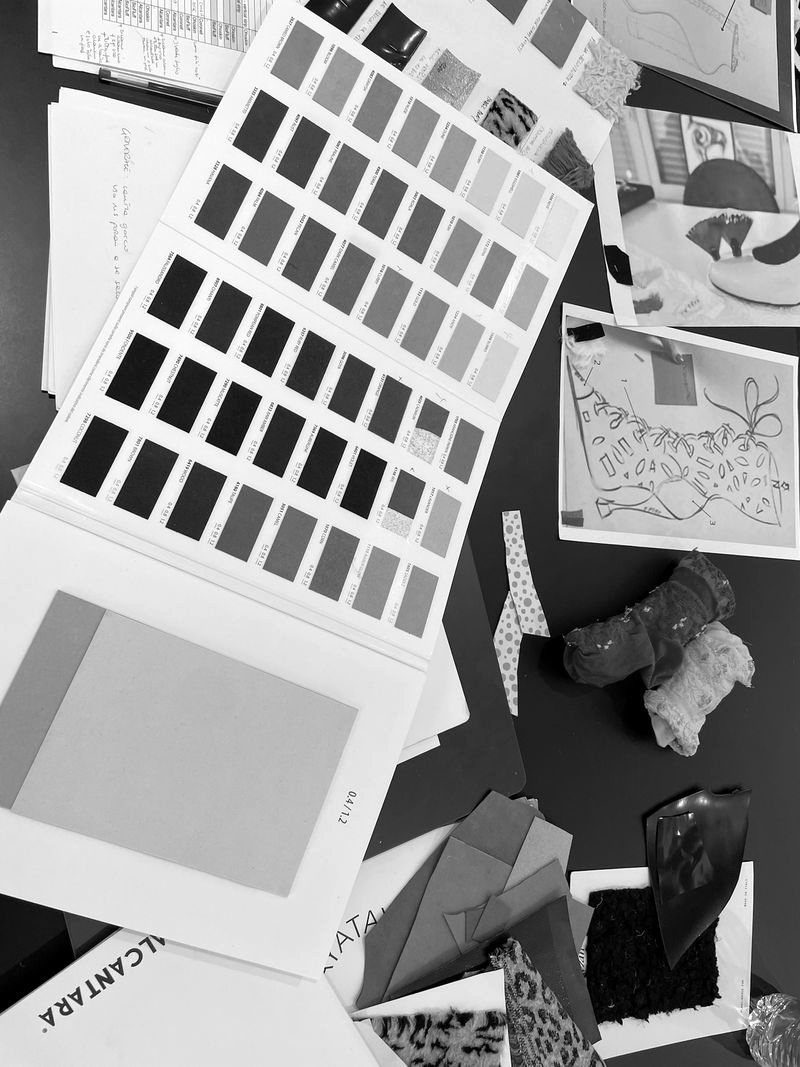 Leather swatches and material samples for a new collection